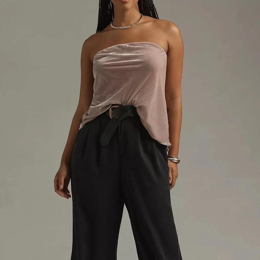 NEW By Anthropologie The Tilda Strapless Top Velvet Edition Size M Lavender - Picture 6 of 9